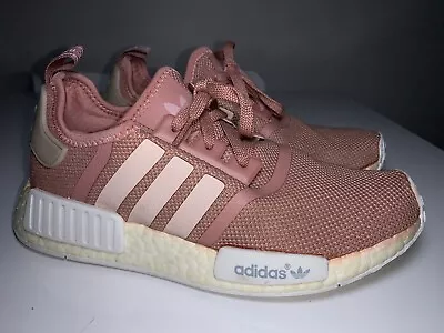 Womens ADIDAS NMD R1 Raw Pink White Sneakers Sz US 8-9 #24959 Ultra Boost • $40