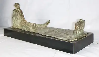 Vtg Mid Century Bronze Table Sculpture Art Businessman Fallen Down Signed KN • $359