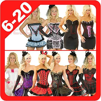 New Ladies Burlesque Corset Rockabilly Moulin Rouge Fancy Dress Costume Overbust • $14.97