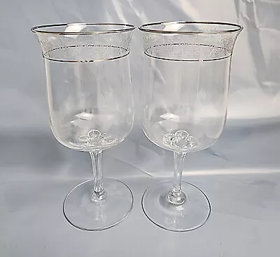 LENOX Crystal MOONSPUN Large Wine Goblet Or Glass - 7-1/4  Set Of 2 • $18.95