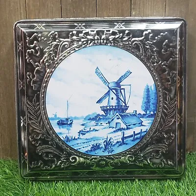 Vintage Patria Quality BISCUITS TIN - Amsterdam Holland Windmill Design • $15.90