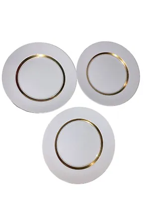 Set Of 3 Antique W.H GRINDLEY Satin White Gold Trim 10  Dinner Plates ENGLAND • $38.99