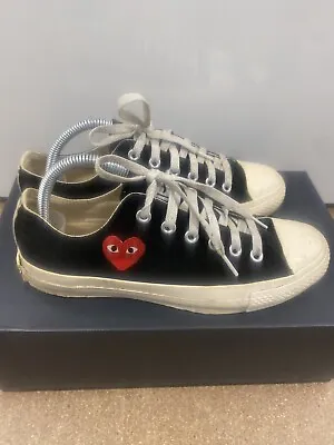 £35 • Buy COMME DES GARCONS PLAY Converse Black Trainers Low Canvas Sneakers Size UK 7.5