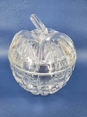 Vintage Lead Crystal Cut Glass Sugar Bowl Apple Shape W/Spoon Slot EUC • $19.95