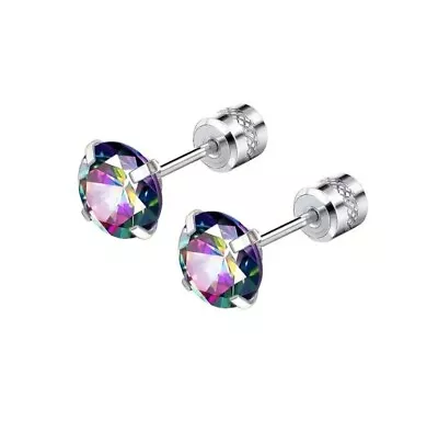 2 Stainless Steel Mystic Topaz Bar Earrings  • $9