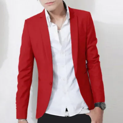 Men Slim Fit Blazer Formal Suit Jacket One Button Business Coat Tops Clothing / • $18.39