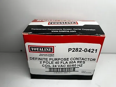 Totaline Definite Purpose Contactor 2 Pole 40 FLA 50A Res Coil P282-0421 NEW!!! • $19.98