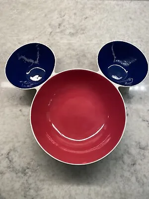 Disney Mickey Mouse Ears Red/white/blue Ceramic Chip & Dip Bowl Brand New #64131 • $24.99