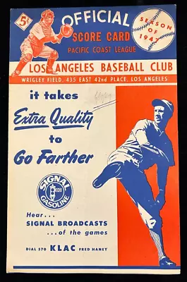 1947 PCL Official Program Los Angeles Angels Vs San Diego Padres Wrigley Field • $24.95