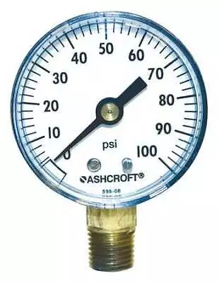 Ashcroft 20W1005ph02l100# Pressure Gauge 0 To 100 Psi 1/4 In Mnpt Plastic • $15.85