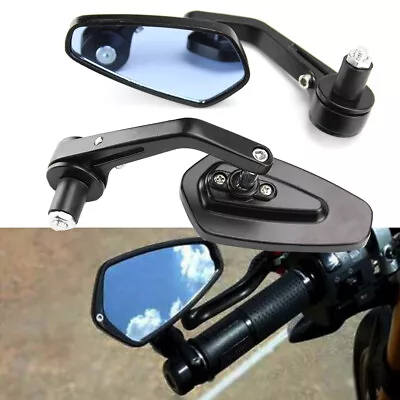 Motorcycle Bike 7/8  Handle Bar End Rear View Mirrors For Honda Suzuki Kawasaki • $18