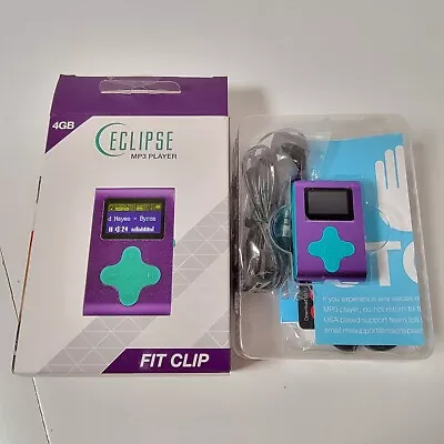 Eclipse Fit Clip 4GB MP3 Player Purple Teal Music New Open Box Condition  • $18