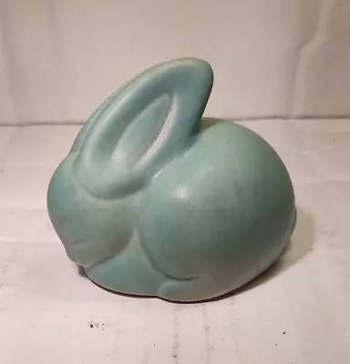 Vintage Van Briggle Pottery Ming Blue Turquoise Bunny Rabbit Figurine. • $39.99