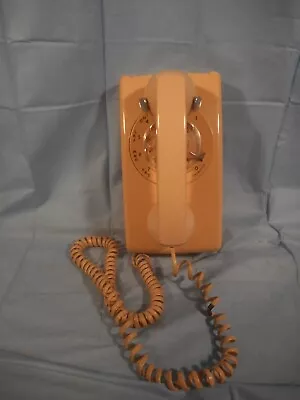 VTG 60's Rotary 554 Wall Mount Phone Beige/Tan Very Clean 12-61 Western Electric • $4.95