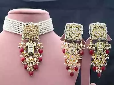 Pakistani Kundan Meenakari Gold Tone Pearls Choker Bollywood Wedding Jewelry • $43.99