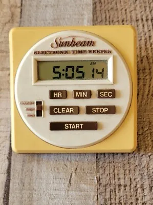 Vintage Sunbeam Electronic Time Keeper In Harvest Gold Clock Timer MCM WORKS  • $10.80