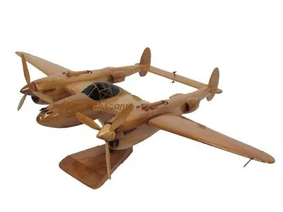 P-38 Lightning Interceptor Fighter WWII Wooden Mahogany Wood Model Airplane New • $159.95