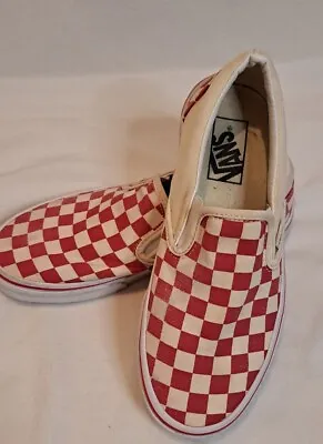 Unisex Vault By VANS Off The Wall Red & White Check Slip Ons 5.5 Men Or 7 Women  • £19.28