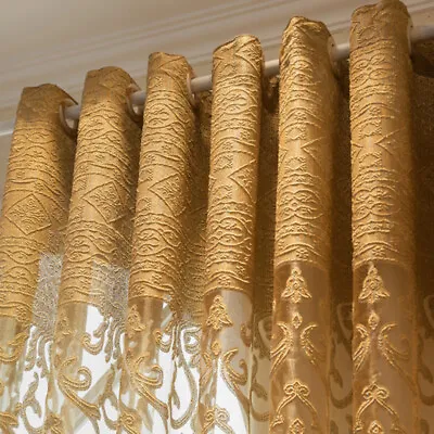 European Embroidery Hollow Mesh Curtain Fabric Drape Living Room Home Luxury • $24.87