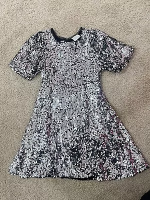 Zara Girls Silver Sequin Dress Size 6 • $18