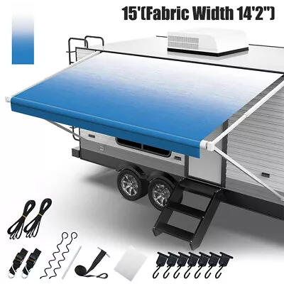 RV Awning Fabric 15 Feet Width Camper Vinyl Awning Replacement Shade 14'2  Width • $98.36