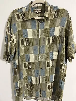 Campia Moda Short Sleeve Hawaiian   Geometric Shirt Men Size M Vintage • $15