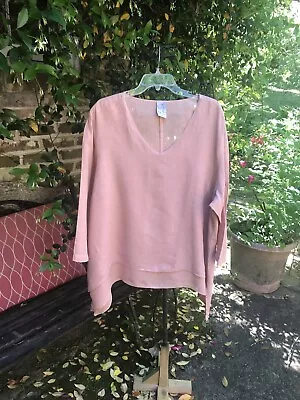 La Fixsun Match Point- LIGHT SALMON PINK LINEN SHIRT TOP TUNIC- Size XL- EUC • $21.99