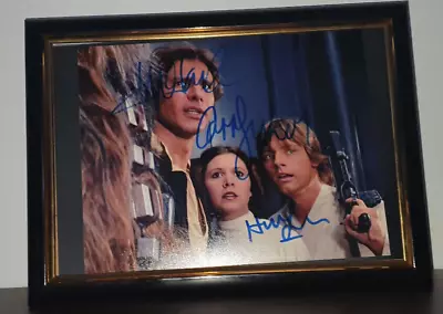 Harrison Ford Mark Hamill Carrie Fisher  Signed With Coa  Star Wars Framed Photo • $293.58