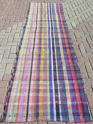 Vintage Turkish Adana Kilim Runner Aisle Rug Carpet Runner 38 X120  Hallway Rug • $242.21