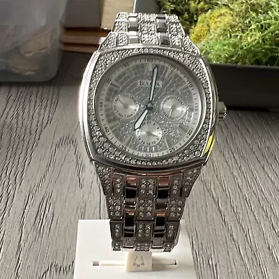 Bulova Men's Crystal Stainless Steel Watch - 96C002 • $239