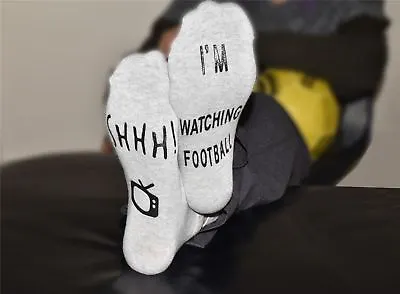 Vinsani 'Shhh I'm Watching Football' Ankle Socks Gift For Football Fans - Grey • £3.99