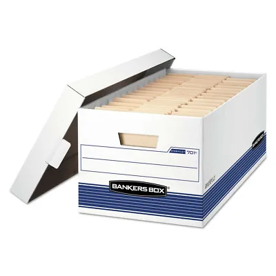$39.50 • Buy Bankers Box Letter Stor/file Storage Box Locking Lid (4/Carton) White/Blue