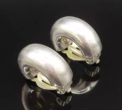 BARRA 925 Silver - Vintage Shiny Half Hoop Non Pierced Earrings - EG11939 • $90.50