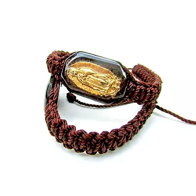 Virgen De Guadalupe Pulsera Cafe De Hilo / Virgin Mary Brown Bracelet Handmade • $11.99