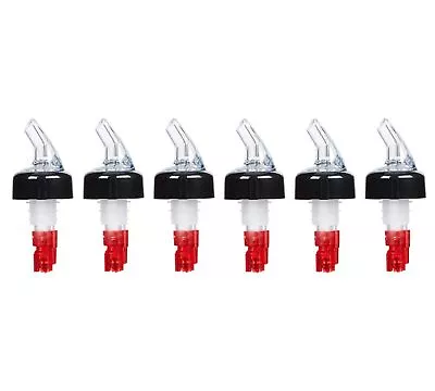 (Pack Of 6) Measured Liquor Pourers 1 Oz Clear Spout W/ Red Tail Pourer • $20.88