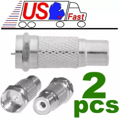 2 Pack - RCA Female Jack To F-Type Male Plug Coax Adapter Radio Connector RG59/6 • $5.99