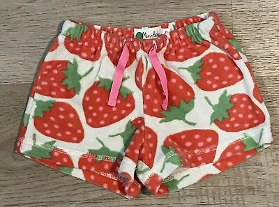 Mini Boden Terry Cloth Toweling Shorts Big Strawberry Print Girls Sz 3 Yrs • $17.99