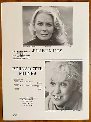 JULIET MILLS / Hayley Mills Vintage 1979 Acting Agency Page • $6.22