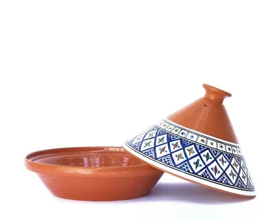 $79.95 • Buy Large Handmade, Hand-painted Classic Blue 12  Ceramic Tagine Cooking Pot 