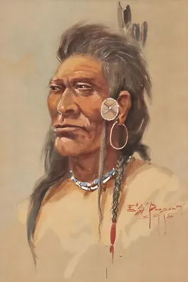 Crow Portrait Of An Indian Man By Edgar Samuel Paxson Giclee Print + Ships Free • $89.10