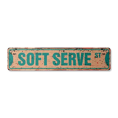 SOFT SERVE Vintage Street Sign Metal Plastic Ice Cream Shop Lover Cone • $13.99