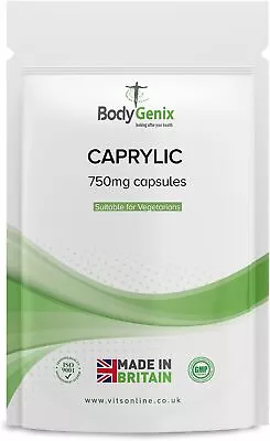 Caprylic Acid 750mg Capsule Digestive Gut Immune System Yeast Natural Supplement • £7.99