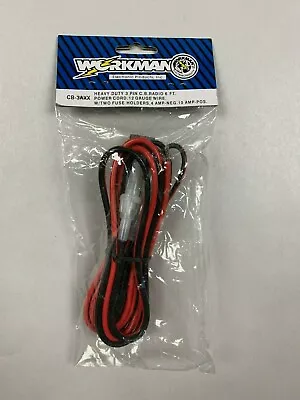 Workman CB-3AXX 12 GAUGE CB RADIO Power Cord W/ 3-Pin Plug With Fused Link • $12.49