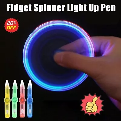 Fidget Spinner Light Up Pen - Sensory Toy Autism Stress Relief ADHD Kids Game UK • £1.33