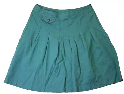 Mac Jac Women Size 10 Pretty Blue Aqua Pleated Zip Side Cotton Skirt • $7.97