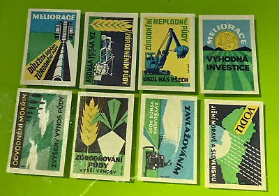 Vintage Rare Set 8 Czech Matchbox Label Matches Unused Agriculture • $7