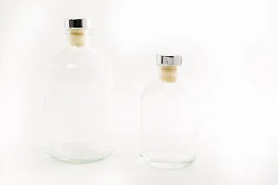£4.50 • Buy Small Mini Glass Bottles - 100ml W/ Stylish  Silver  Tops  - Packs Of 40 -100