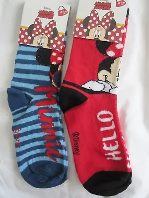 Bnwt-2 Disney Minnie Mouse Socks -red/blue-size 6/8.5;9/12;12.5/2; -free Post Uk • £3.95