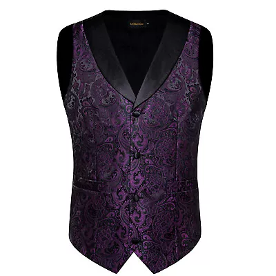 Mens Waistcoats Silk Vest Tie Adjustable Designer Gilet Jacket Coats Suit Prom • $21.98