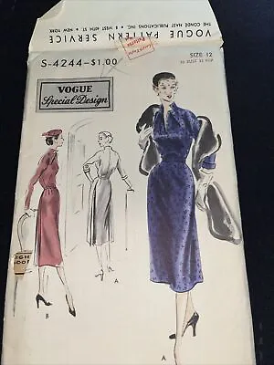 VTG 1951 Vogue Special Design  1 Piece Dress Sewing Pattern Uncut S-4244 SIZE 12 • $23